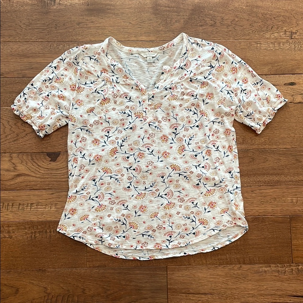 Lucky Brand Women’s Floral Boho Short-Sleeve Shirt - Size S/P